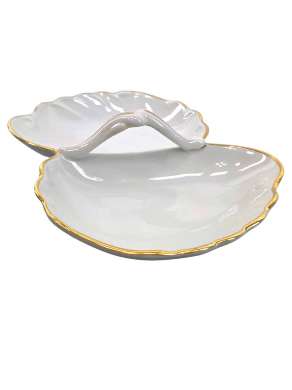Vintage Georges Briard Coquille D'Or Gold Trim Handled Relish Dish - Picture 3 of 8
